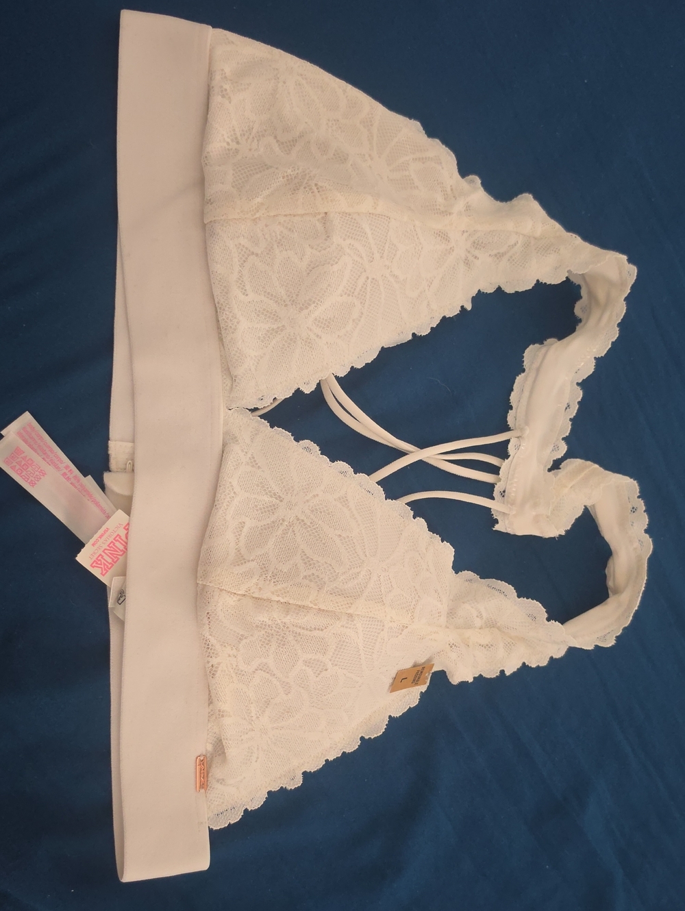 PINK Victoria's Secret White Lace Triangle Bralette